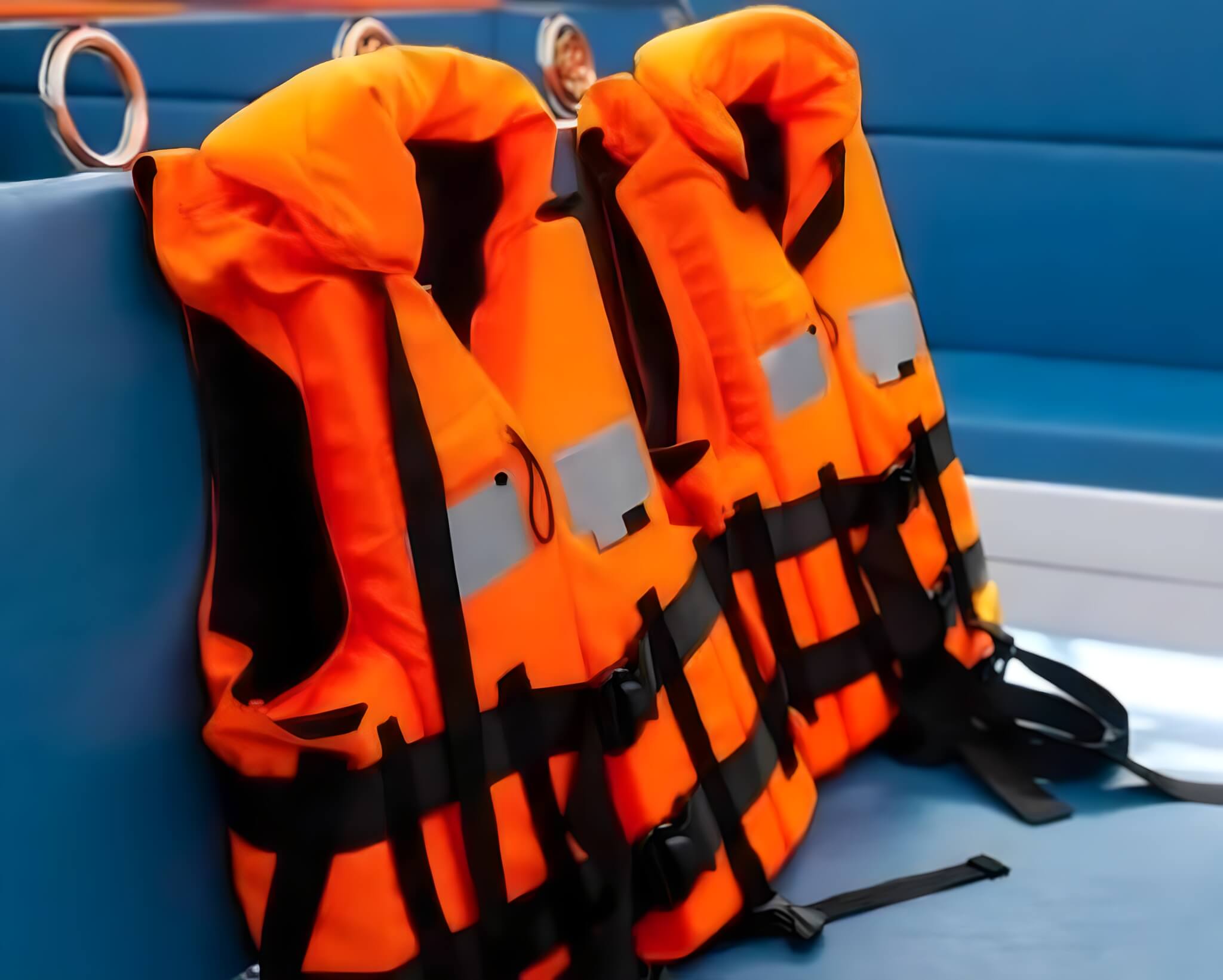 Life jackets ready on board a Fun Beach boat